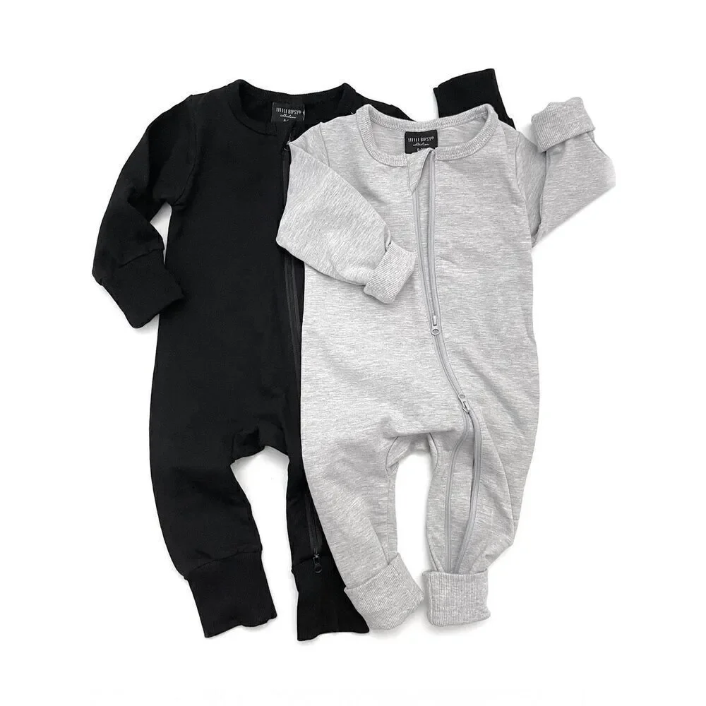 Little Bipsy Unisex 2-WAY ZIP ROMPER - Grey 18-24M